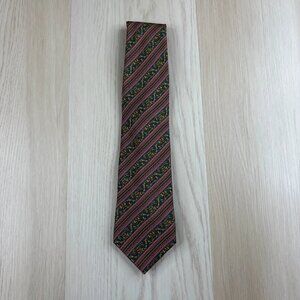 Vintage Burberrys of London Mens Burgundy 100% Silk Multicolor Tie 58x3.5 Inches